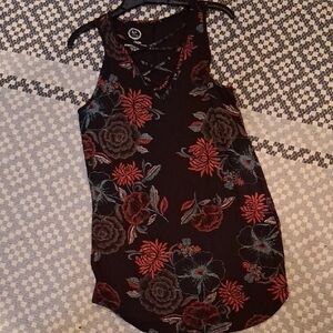 Maurices Black and Red Floral Tank Top